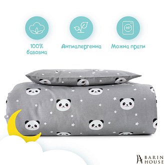 Купить                                            Комплект детского постельного белья в кроватку Панда серый 245711