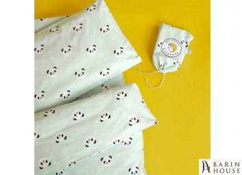 Купить Комплект дитячої постільної білизни в ліжечко Панда м'ята 245698