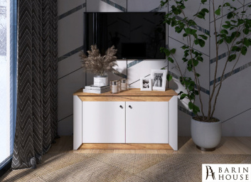 Купить Тумба Нордик 2-х дверная 980 (дуб крафт/золотой, белый) 318027