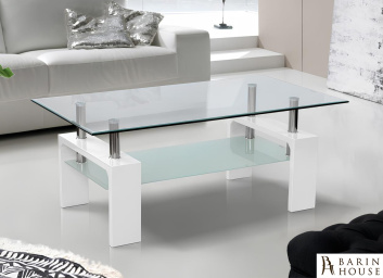 Купить Стол журнальный Кватро (прозрачный/белый) 328034
