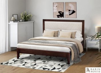 Купить Кровать Аксиома мягкое изголовье орех 310455