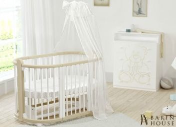 Купить Круглая кроватка-трансформер 8в1 Ovalbed Maxi natural-white маятник 159197