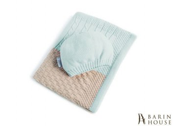 Купить Плед вязаный Малыш PATCHWORK светло-зеленый+шапочка 210919