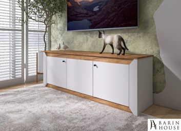 Купить Тумба ТВ 1500 Нордик Дуб Крафт/Золотой, Белый 317978