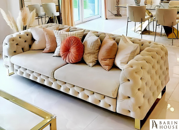 Купить Диван дизайнерський прямий у каретній стяжці на оригінальних ніжках 327072