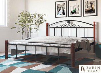 купити Ліжко металеве Kassandra на дерев'яних ніжках 202558