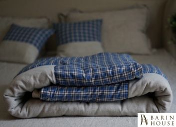 купити Ковдра-покривало стеганное HEMP (сіро-блакитна клітка) 141469