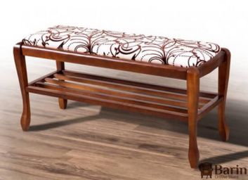 Купить Банкетка Сиеста New с полкой темный орех, белый/Нимфа 1А 121011