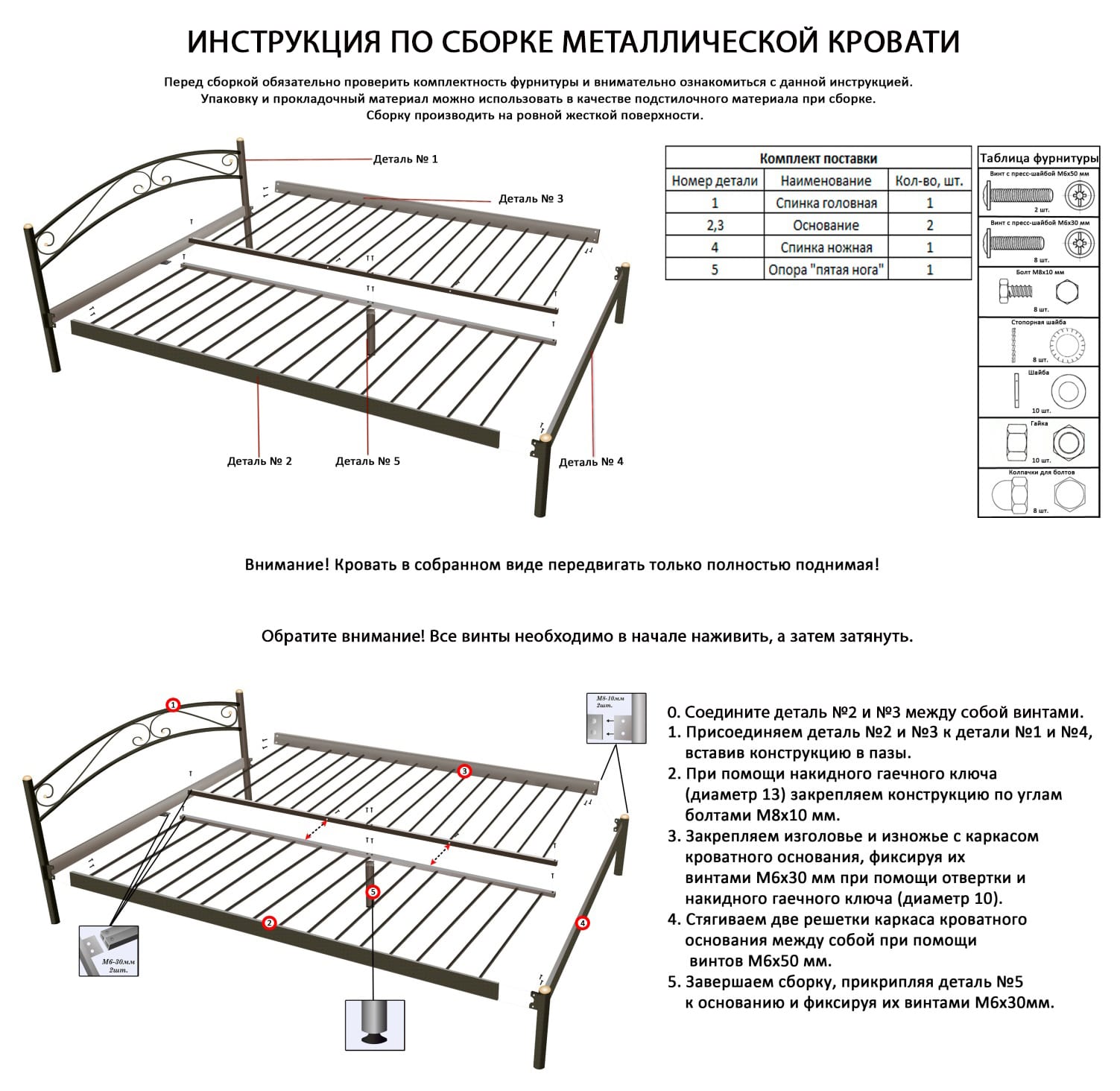 схема сборки ортопедической кровати