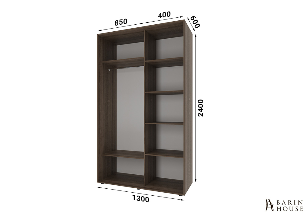 Купить Шкаф-купе 2 двери ДСП/зеркало Классик-1 (130х240х60) Дуб сонома трюфель 328183 