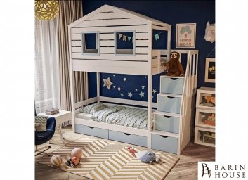 купити Ліжко будиночок Казка зі сходами та шухлядами 245355