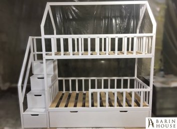 Кровать домик Молли со ступеньками и с ящиками 245349 barin.ua Кровать домик Молли со ступеньками и с ящиками