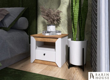 Купить Тумба приліжкова 500 Нордік Дуб Крафт/Золотий, Білий 318002