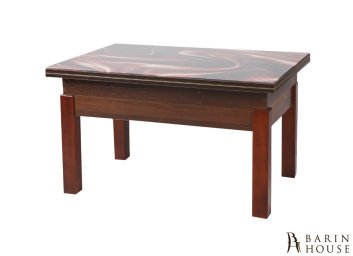 Купить Стол-трансформер Флай (со стеклом) абстракция/темный орех 303476