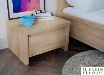 Купить Тумба прикроватная KASPIAN KOM1S (дуб sonoma, дуб sonoma/белый глянец) 167864