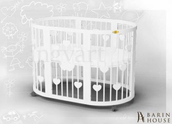 купити Овальна ліжечко-трансформер BAGGYBED з сердечками 158517