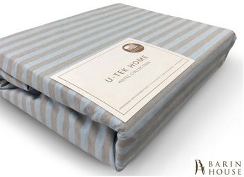 купити Набір простирадло натяжна + Наволочка U-TEK Hotel Collection Cotton Stripe Blue-Grey 30 188661