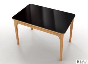 купити Розкладний стіл на кухню Nord чорний масив дуба 300791