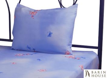 купити Набір Простирадло + наволочка Блакитний сатин набивний 180027