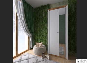 Купить Пенал закрытый с зеркалом 800 Нордик (дуб крафт/золотой, белый) 318135