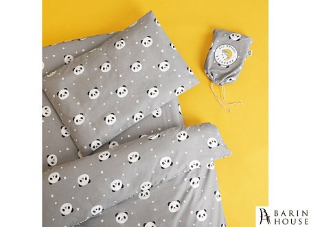 Купити                                            Комплект дитячої постільної білизни в ліжечко Панда сірий 245707