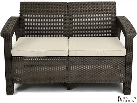 Купить                                            Диван пластиковий садовий Keter Corfu II Love seat, коричневий 327472