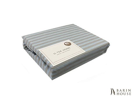 Купить                                            Простынь натяжная U-TEK Hotel Collection Cotton Stripe Blue-Grey 30 188638