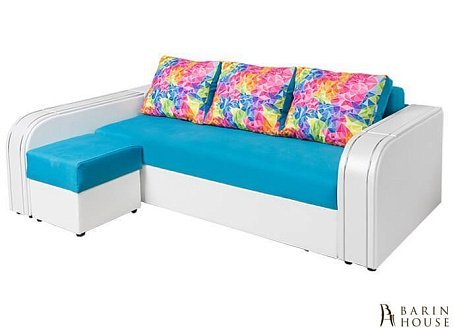 Купити                                            Кутовий диван Каріна (ніша в підлокітниках + пуф) 205439