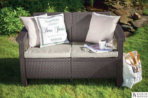 Купить                                            Диван пластиковий садовий Keter Corfu II Love seat, коричневий 327469