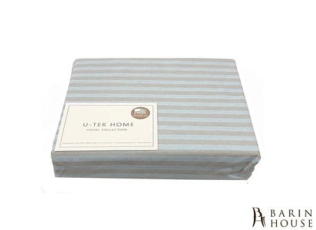 Купить                                            Постельный комплект U-TEK Hotel Collection Cotton Stripe Blue-Grey 30 семейный 189736