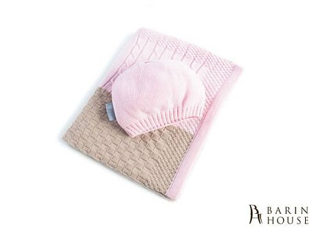 Купить                                            Плед вязаный Малыш PATCHWORK розовый+шапочка 210899