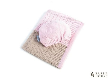 Купить                                            Плед вязаный Малыш PATCHWORK розовый+шапочка 210900