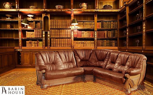 Купить                                            Угловой кожаный диван Кардинал 264024