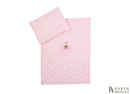 Купити                                            Комплект дитячої постільної білизни Корона рожевий у коляску 211216