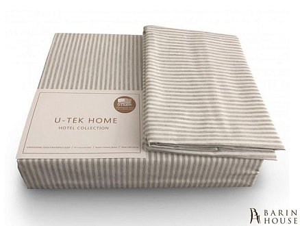 Купити                                            Набір простирадло натяжна + наволочка U-TEK Hotel Collection Cotton Stripe Grey 10 182002